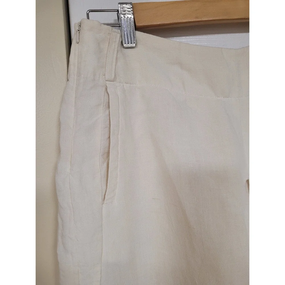 LA IDÉE Cream 100% Linen Wide Leg Womens Goucho Pants Resort/Luxewear Size M‎